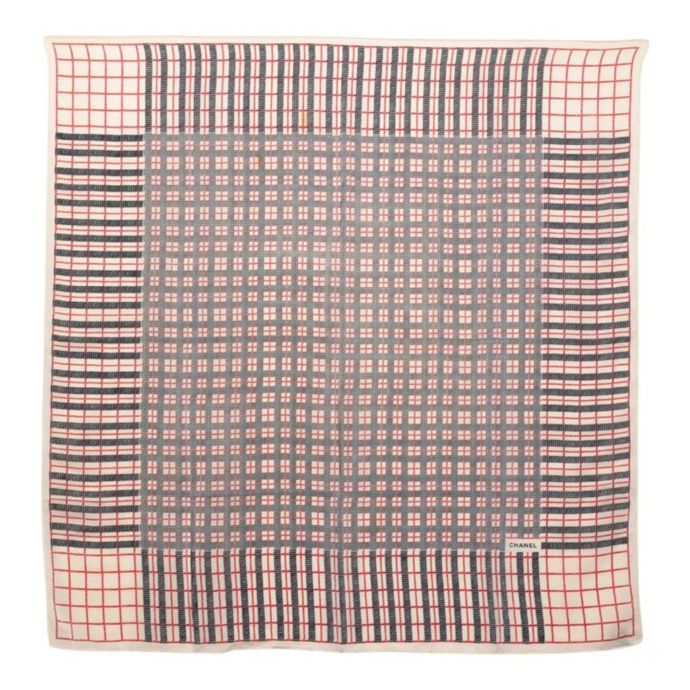 Chanel Scarf Muffler Beige Multicolor Silk Women's CHANEL
